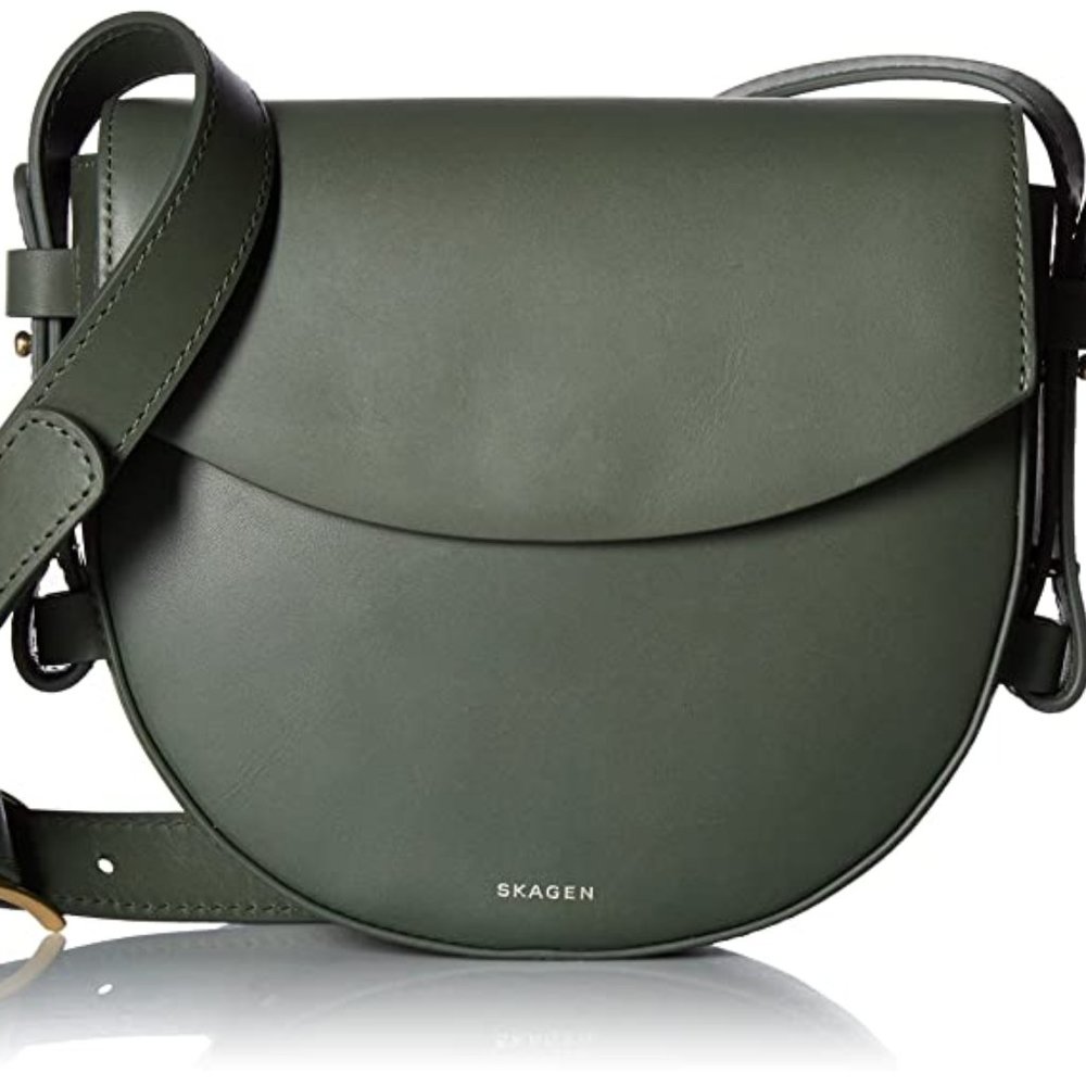 Skagen Fossil Leather Saddle Crossbody/ Shoulder Green Bag